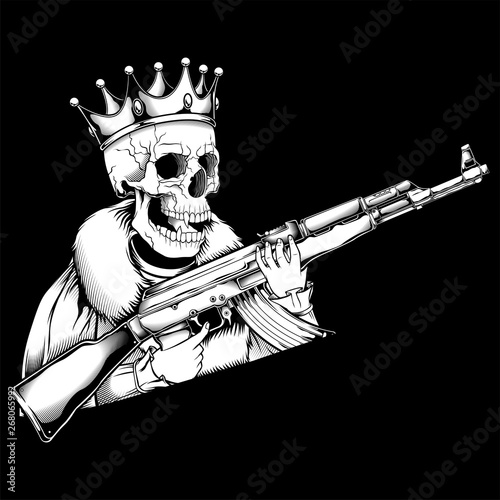 skull king handling gun vector