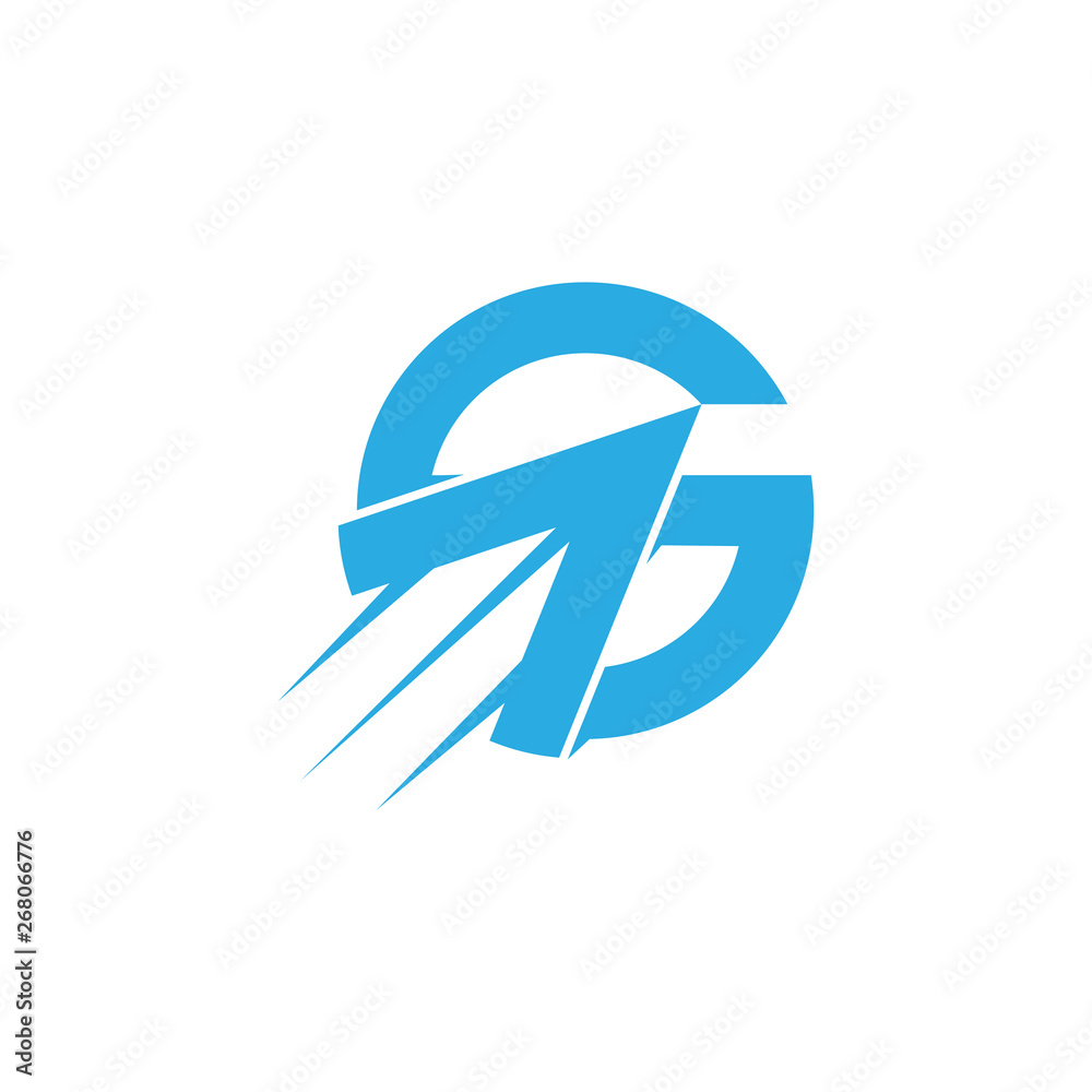 Fototapeta letter g arrow up simple geometric logo vector