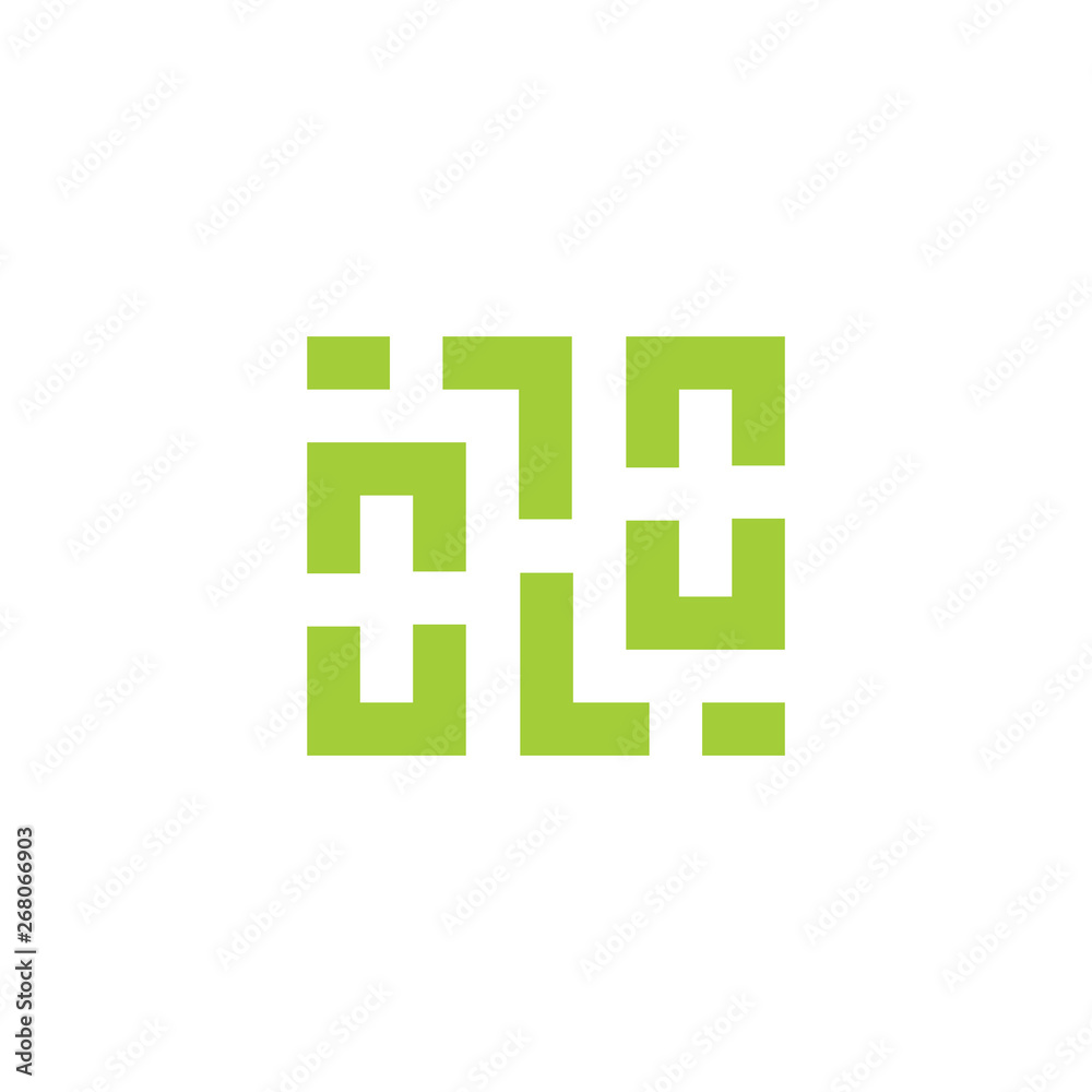square geometric maze line logo vector square geometric maze line logo vector