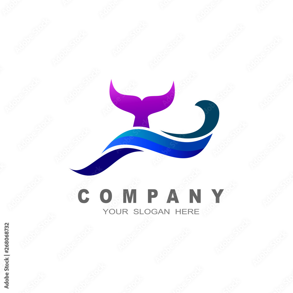deep sea logo with whale tail and wave template designs deep sea logo with whale tail and wave template designs