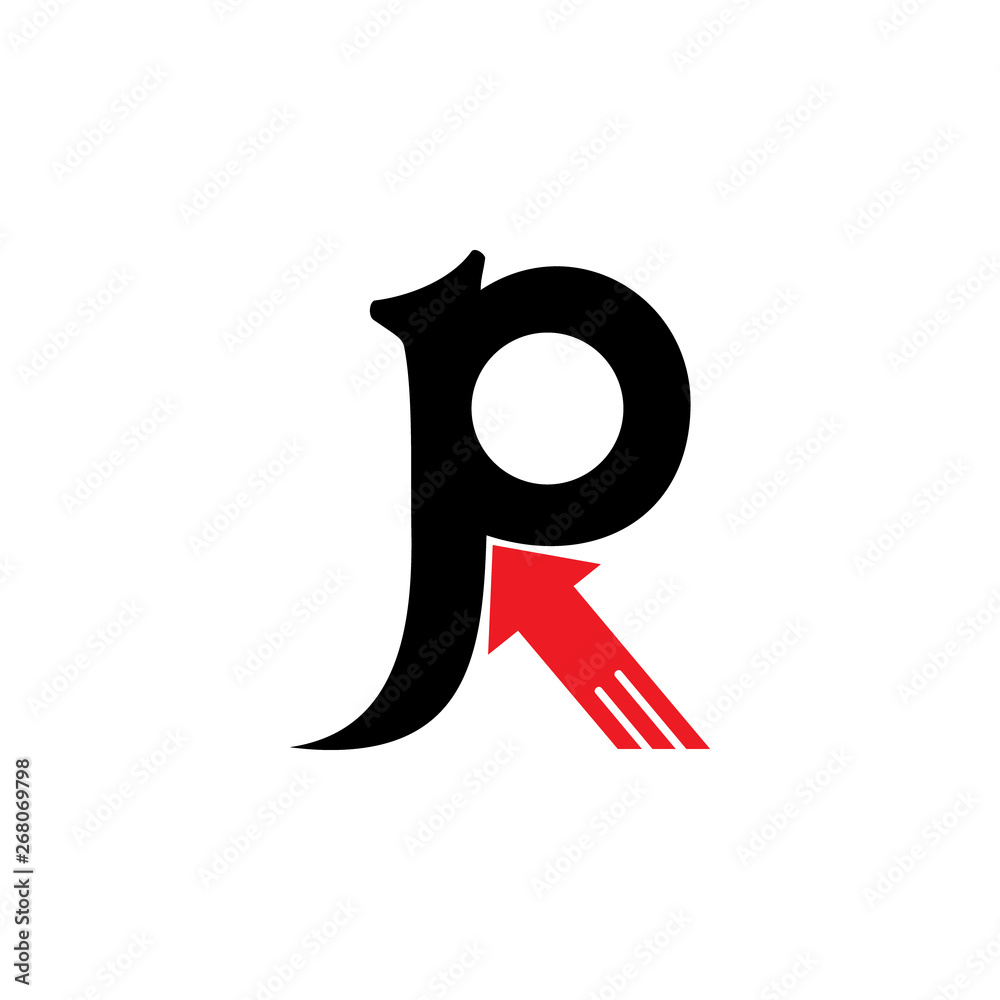 Obraz premium letter pr arrow logo vector