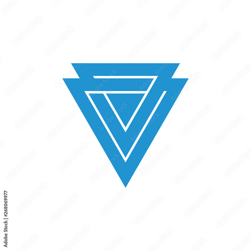 abstract letter v linked triangle arrow geometric logo vector abstract letter v linked triangle arrow geometric logo vector