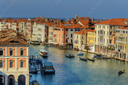 Top view of Grand canal from roof of Fondaco dei Tedeschi. Venice. Italy