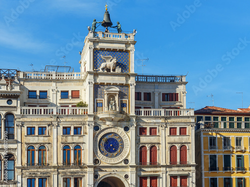 St Mark's Clock tower or Torre dell'Orologio in Piazza San Marco. Venice. Italy photo