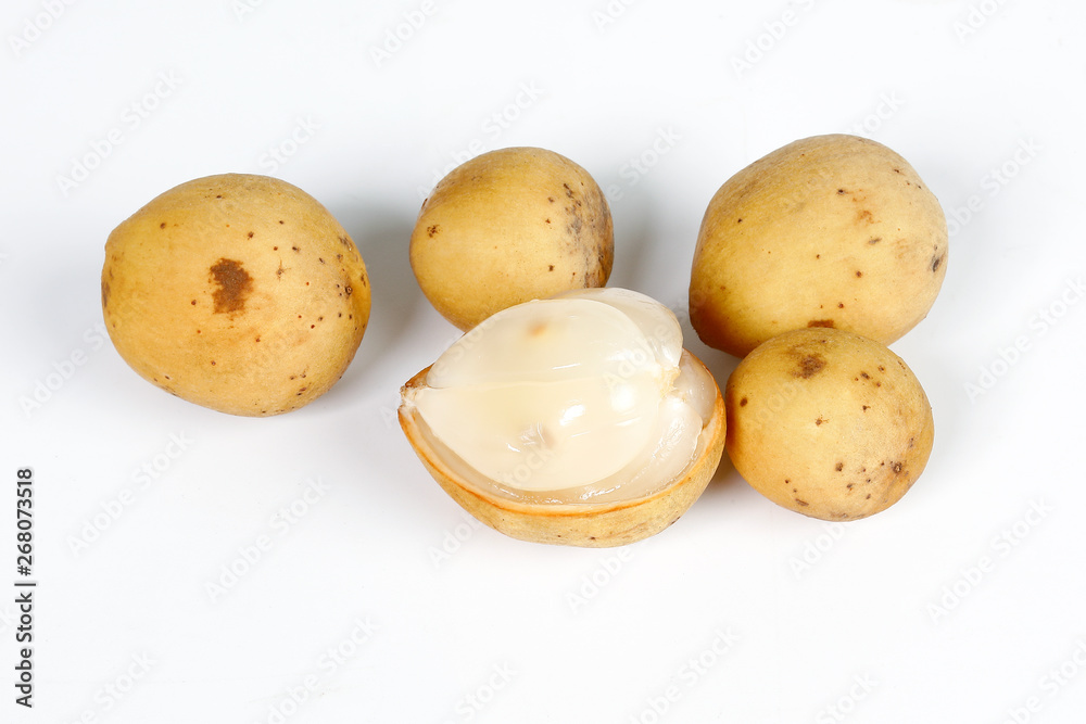 Lansium parasiticum langsat lanzones on white background Lansium parasiticum langsat lanzones on white background
