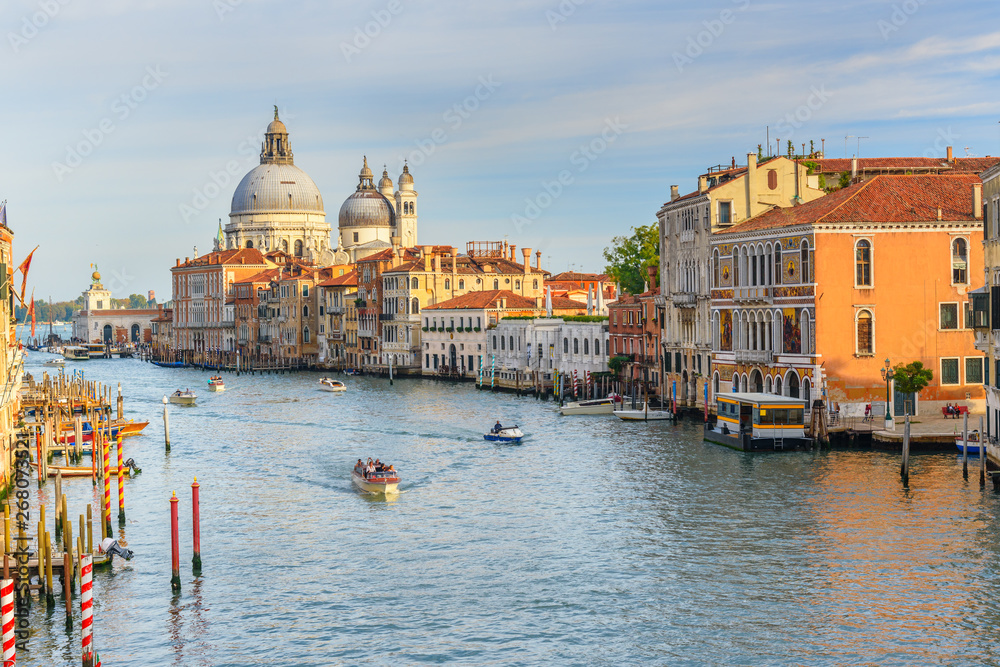 View of Grand Canal from Bridge Ponte dell'Accademia. Venice. Italy