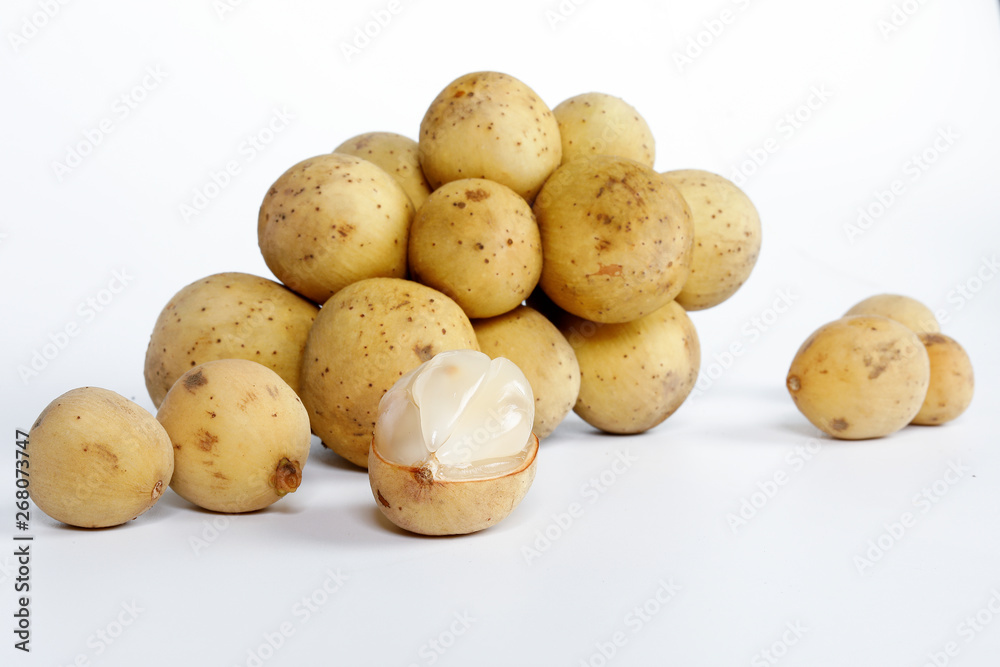 Lansium parasiticum langsat lanzones on white background Lansium parasiticum langsat lanzones on white background