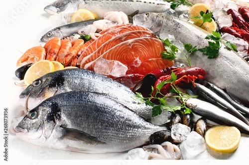 Panel kuchenny z motywem Fresh fish and seafood