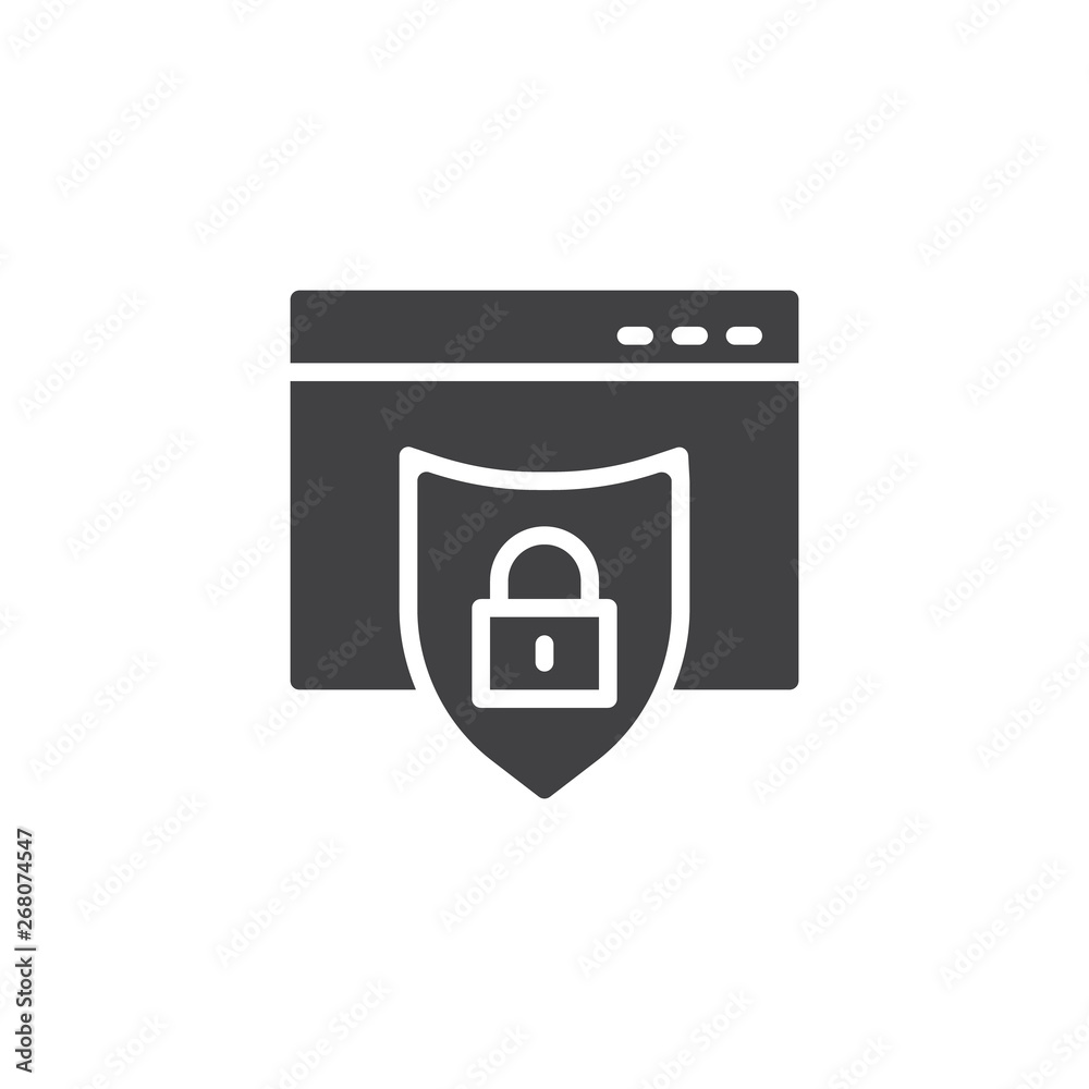 Network security vector icon. filled flat sign for mobile concept and web design. Website page and security shield with padlock glyph icon. Symbol, logo illustration. Pixel perfect vector graphics Network security vector icon. filled flat sign for mobile concept and web design. Website page and security shield with padlock glyph icon. Symbol, logo illustration. Pixel perfect vector graphics