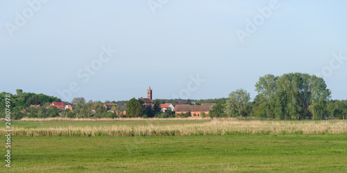 View to the village Schollene in the nature park Westhavelland in Brandenburg