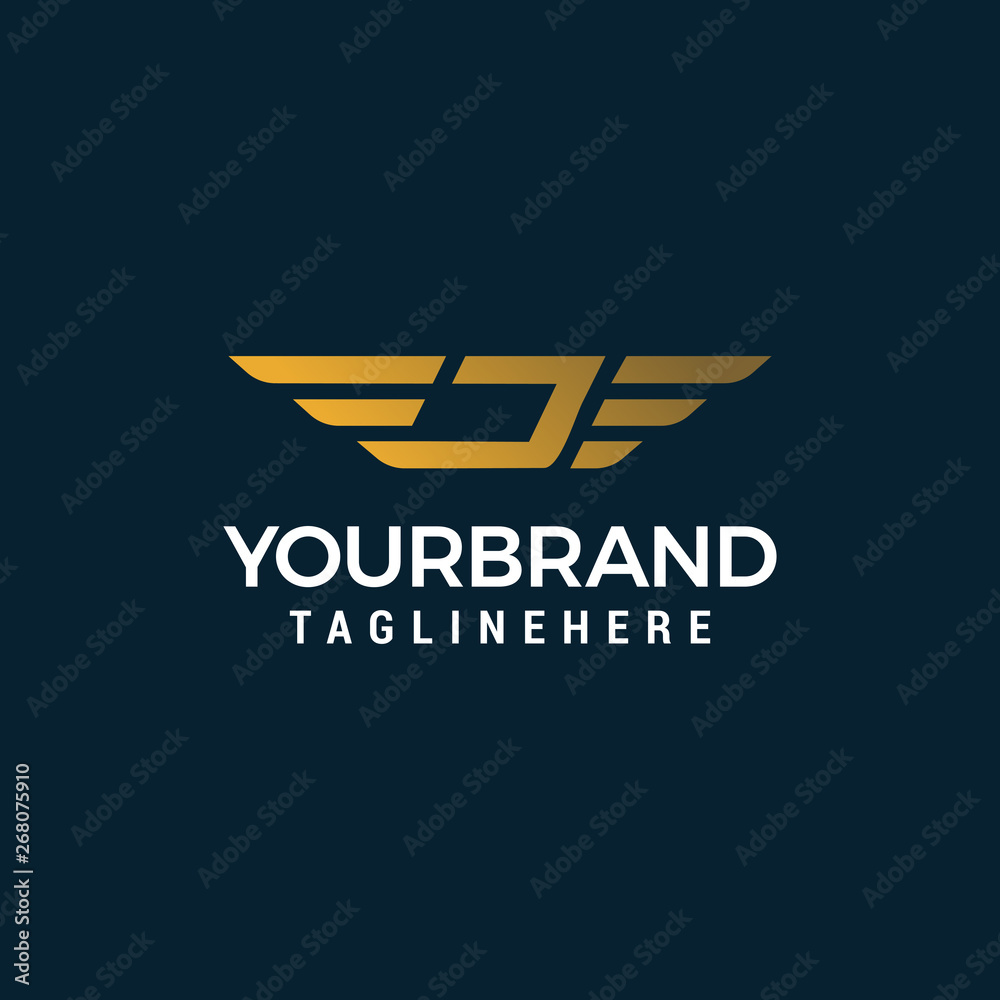 letter j wing logo design concept template vector Stock Vector | Adobe ...