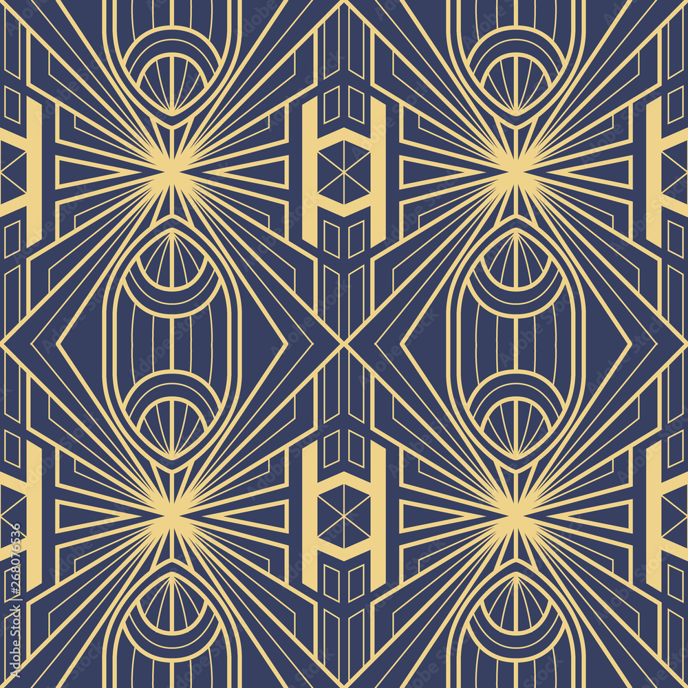 Vector Abstract art deco modern geometric tiles blue color pattern Vector Abstract art deco modern geometric tiles blue color pattern