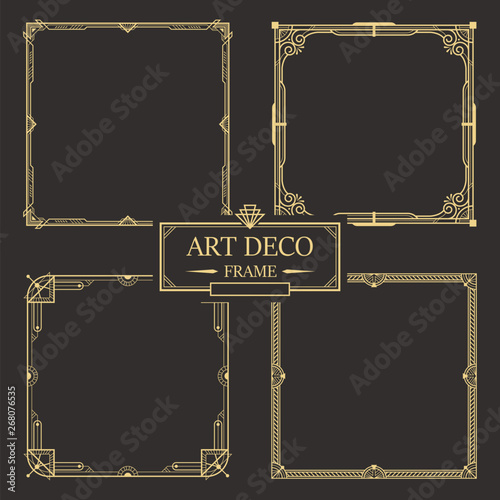 Art deco border and frame set vector