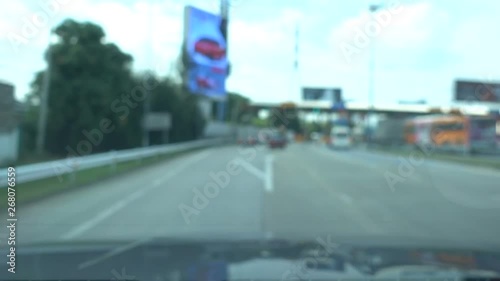 interior of car driving on city