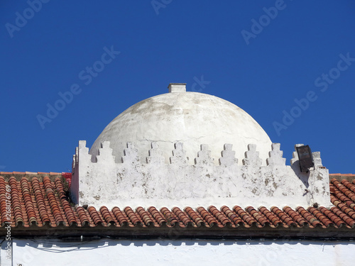 Copula and balustade on top of old warehouse