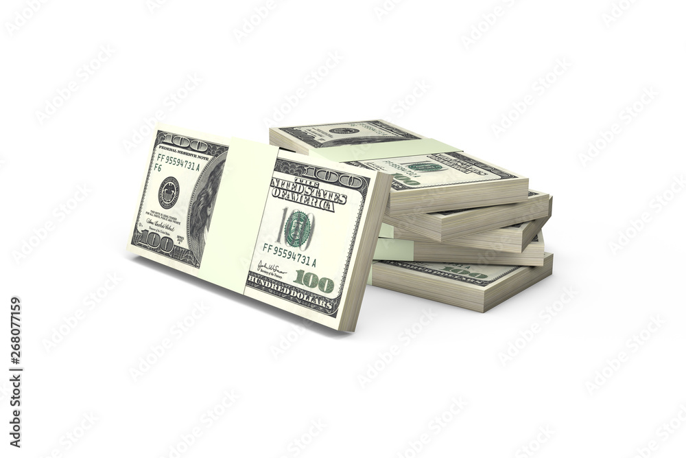 Stack of One Hundred Dollar Banknotes Render Stack of One Hundred Dollar Banknotes Render
