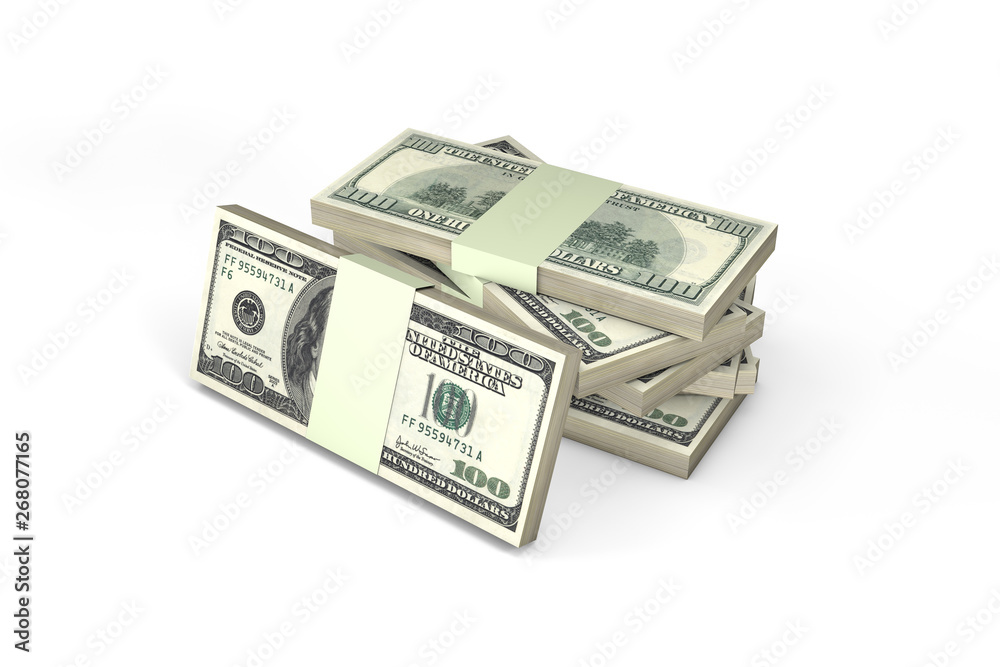 Stack of One Hundred Dollar Banknotes Render Stack of One Hundred Dollar Banknotes Render