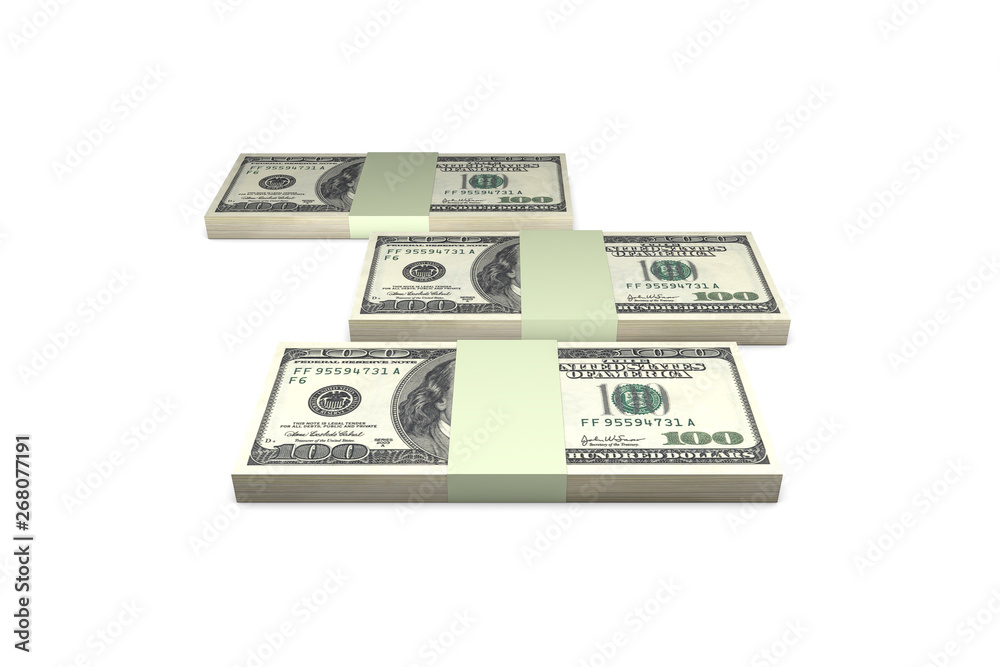 Stack of One Hundred Dollar Banknotes Render Stack of One Hundred Dollar Banknotes Render