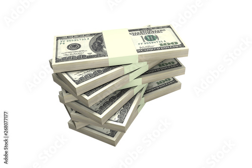 Stack of One Hundred Dollar Banknotes Render