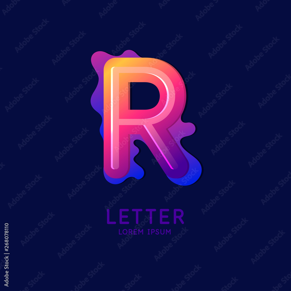 The letter R of the Latin alphabet. Display character in a bright contemporary style. The letter R of the Latin alphabet. Display character in a bright contemporary style.