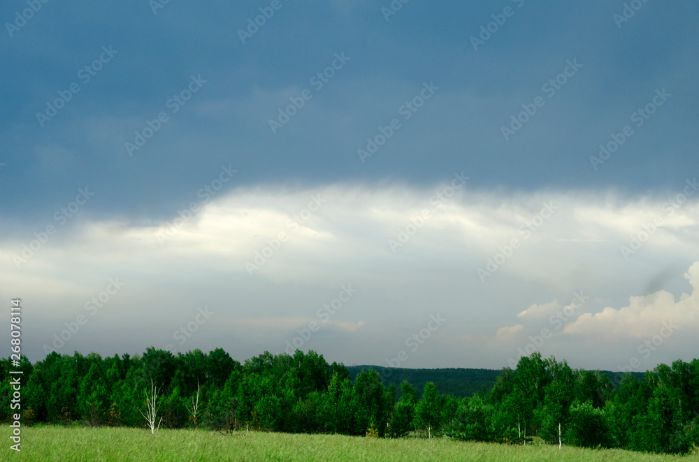 Obraz premium Thick and dark clouds above the forest