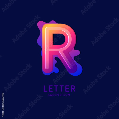 The letter R of the Latin alphabet. Display character in a bright contemporary style.
