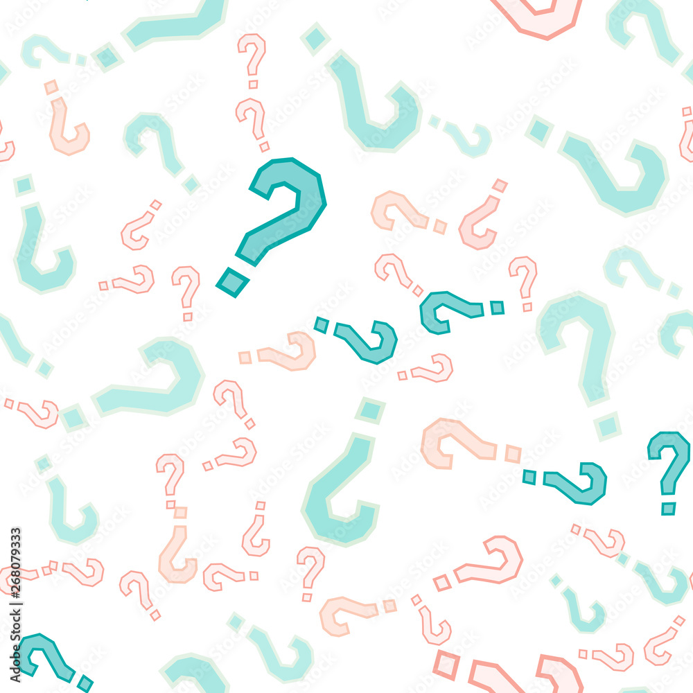 Quiz seamless pattern. Question marks, doubt, faq