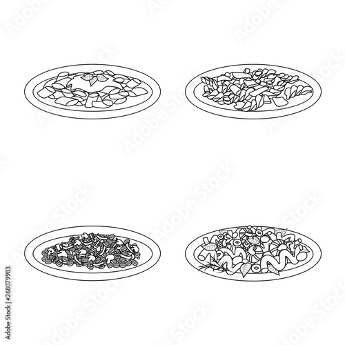 Isolated object of pasta and carbohydrate logo. Collection of pasta and macaroni vector icon for stock.