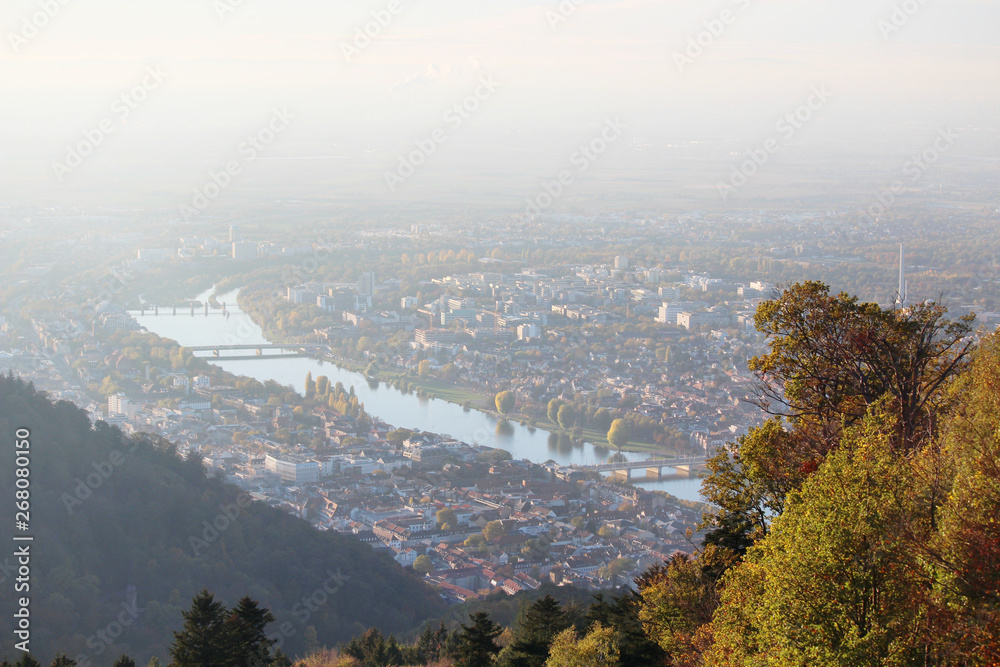 Panorama view from Konigstuhl summit in Heidelberg, Germany