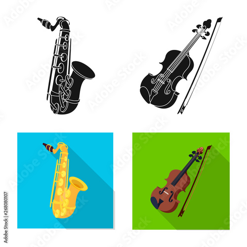 Vector illustration of music and tune sign. Set of music and tool stock vector illustration.