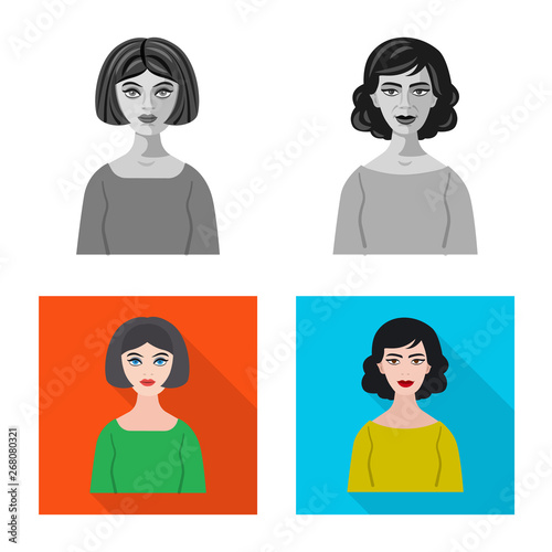 Vector illustration of hairstyle and profession  sign. Collection of hairstyle and character  vector icon for stock.