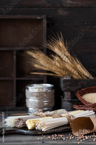 Gluten-free noodles of various kinds.