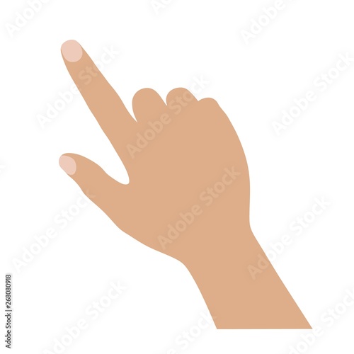 Vector illustration of a hand with a pointing finger on a white background. Stock vector