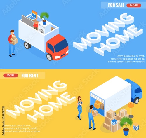 Illustration Moving Home for Rent and for Sale.