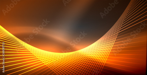 Neon glowing lines, magic energy space light concept, abstract background wallpaper design