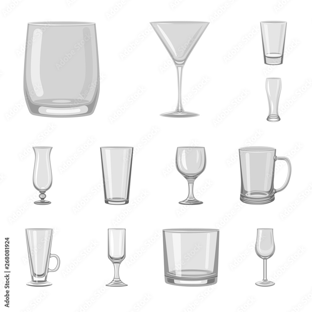 Isolated object of capacity and glassware sign. Collection of capacity and restaurant vector icon for stock.