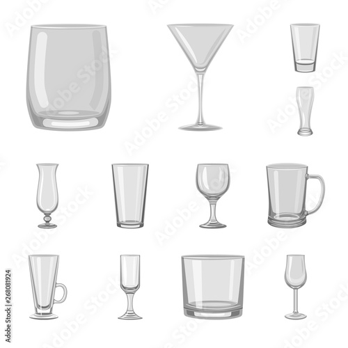 Isolated object of capacity and glassware sign. Collection of capacity and restaurant vector icon for stock.