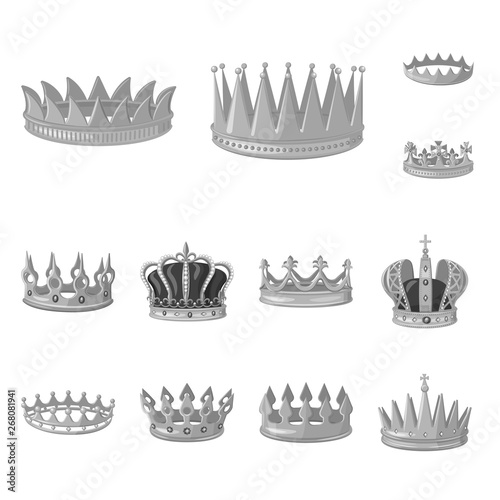 Isolated object of jewel and vip sign. Collection of jewel and nobility stock vector illustration.
