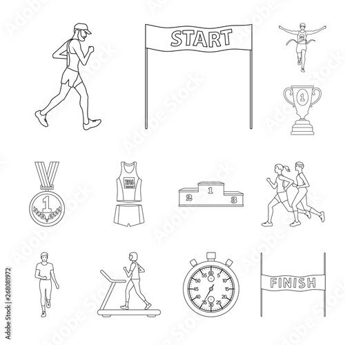 Isolated object of exercise and sprinter  sign. Collection of exercise and marathon stock symbol for web.