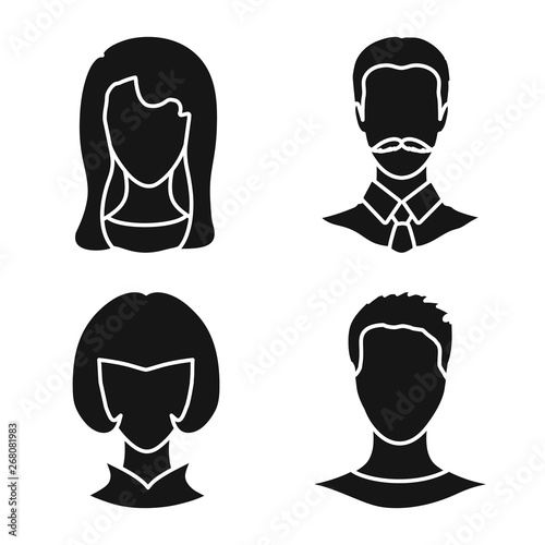 Vector design of character and profile sign. Collection of character and dummy stock vector illustration.
