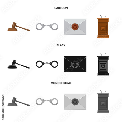 Vector illustration of law and lawyer icon. Set of law and justice stock symbol for web.