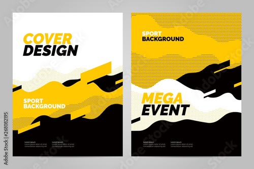 Template design with dynamic waves and lines for sport event, tournament or championship. Sport background.
