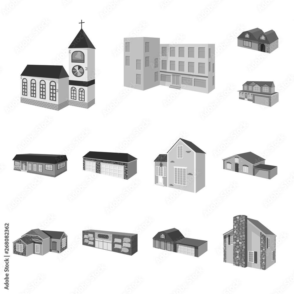 Vector illustration of architecture and estate icon. Collection of architecture and housing stock symbol for web.