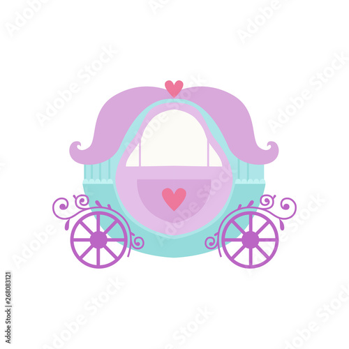 Cute Princess Fairytale Fantasy Carriage Cartoon Vector Illustration