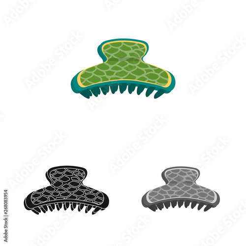 Vector design of comb and hairpins logo. Set of comb and decoration vector icon for stock.