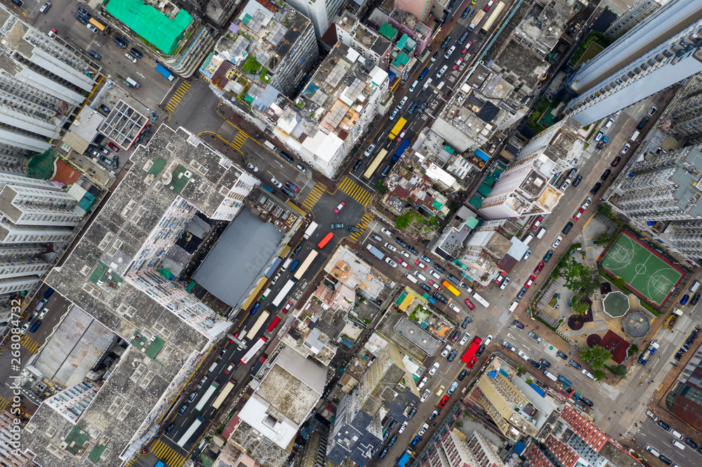 Aerial view of Hong Kong city