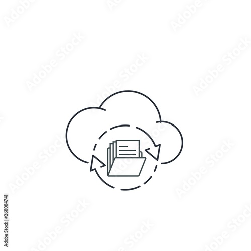 Cloud.Database vector pictogram. Internet data storage. File sharing service concept.Vector linear icon.