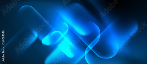 Blue neon round shapes techno background