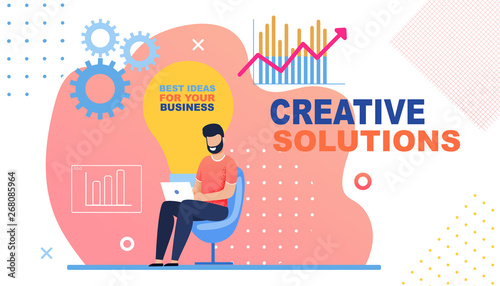 Cartoon Banner with Lettering Creative Solution