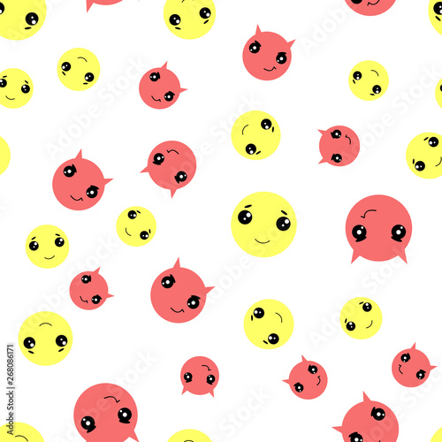 Seamless pattern with evil and happy smiles. Vector background